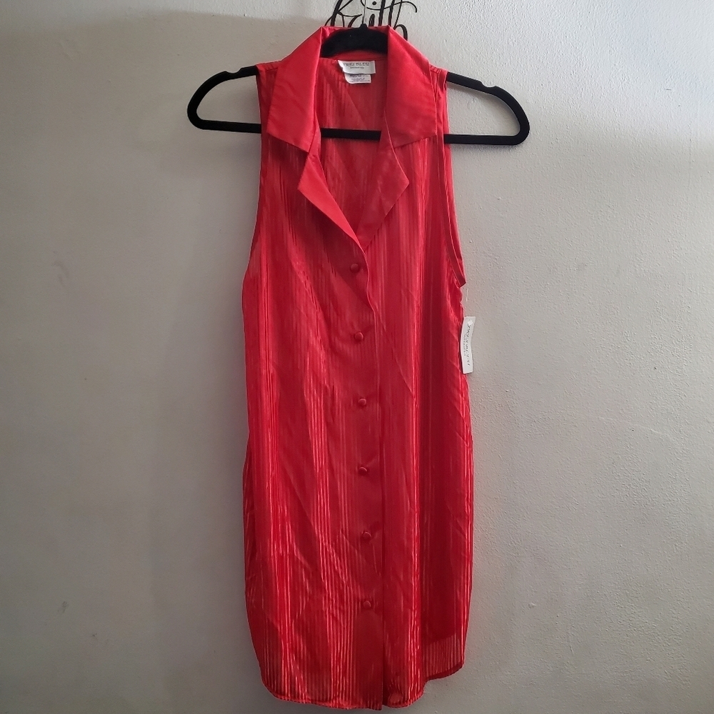 Tres Bleu Intimates Vintage Red Pajama Set Pant & Top Sheer Small